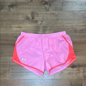 Under Armour Women's Fly By Running Shorts, Pink and Orange, M